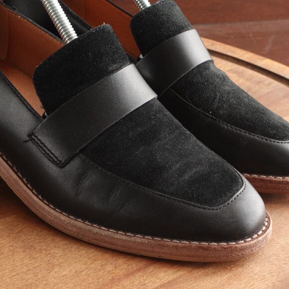 Madewell Shoes WMS SZ 6.5 BLK The Alex Heeled Loafer Leather Minimalist Slip On - Picture 5 of 14